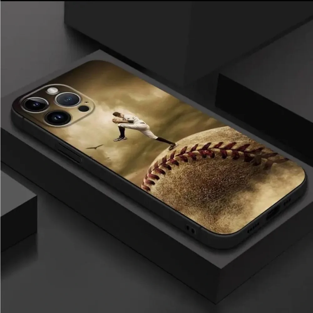 Apple iPhone 15 Phone Case Baseball Ball Pitcher Black TPU Case Unisex